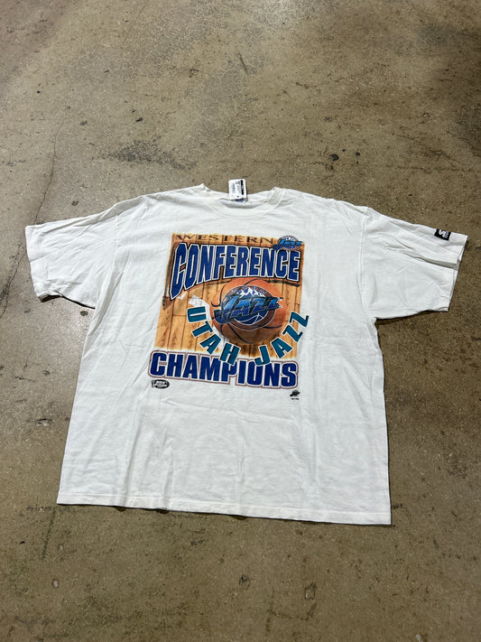 1997 Utah Jazz Western Conference Champs Tee - White Size XXL