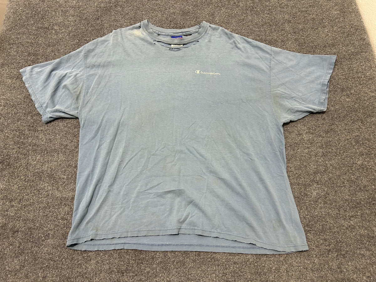 Thrashed Champion Script Logo Tee - Faded Blue Size XL