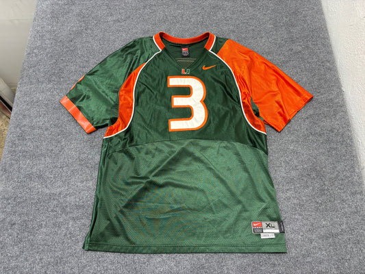 00s Nike UM Hurricanes Frank Gore #3 Authentic Jersey - Green Size XL