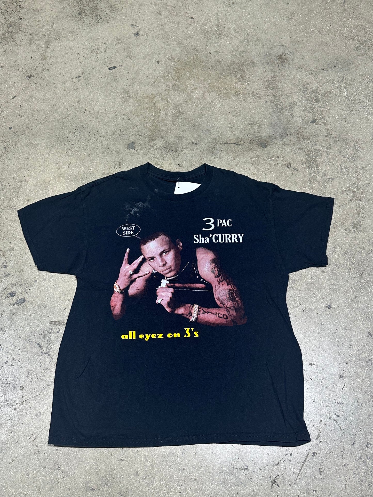 Steph Curry 3pac Sha'Curry Parody Tee - Black Size Large
