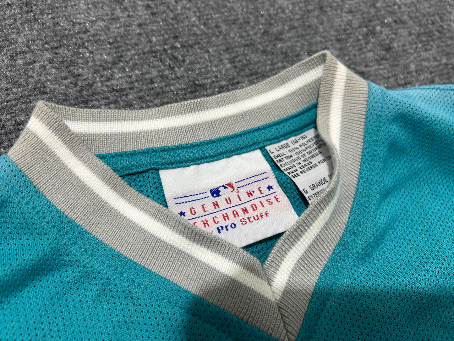 Kids Florida Marlins Vneck Jersey - Teal Size Large (con)