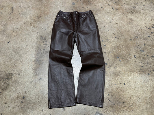 Womens Newport News Leather Pants - Brown Size 8