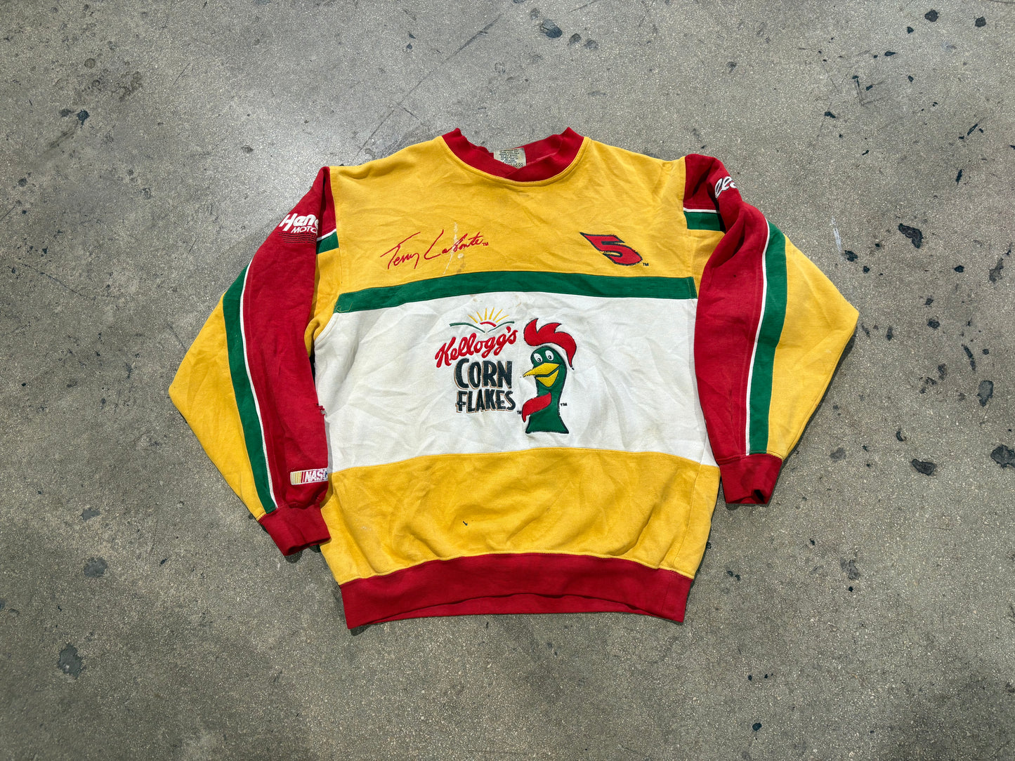 Chase NASCAR Kelloggs Corn Flakes Crewneck Sweatshirt - Yellow / Red Size Medium
