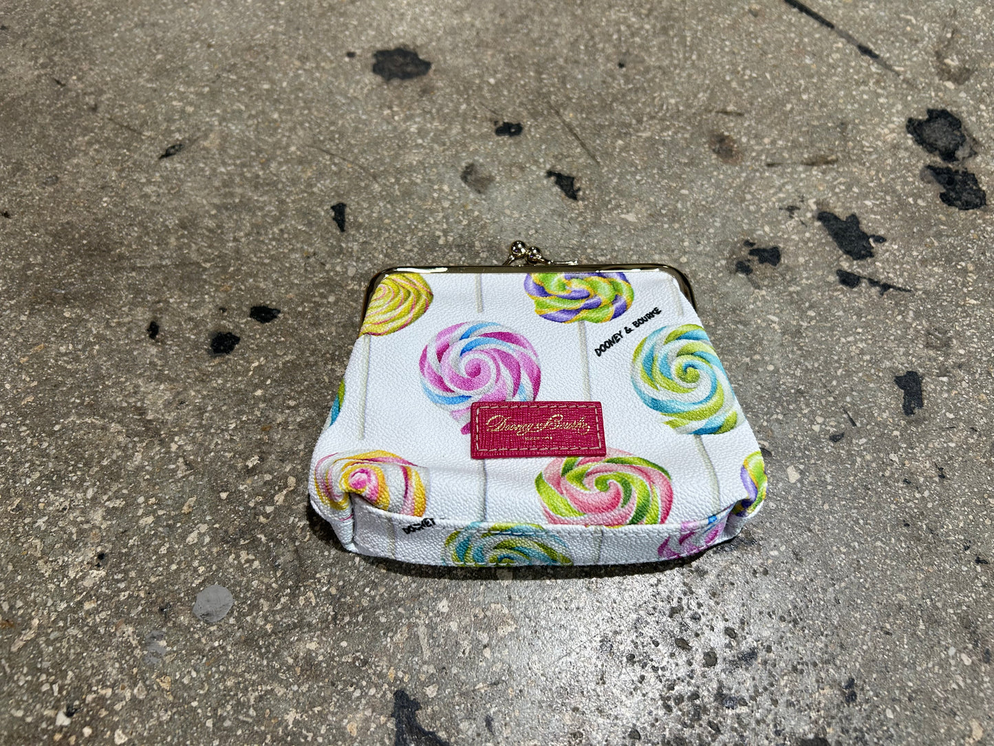 Dooney And Burke Lollipop Pattern Coin Pouch- White