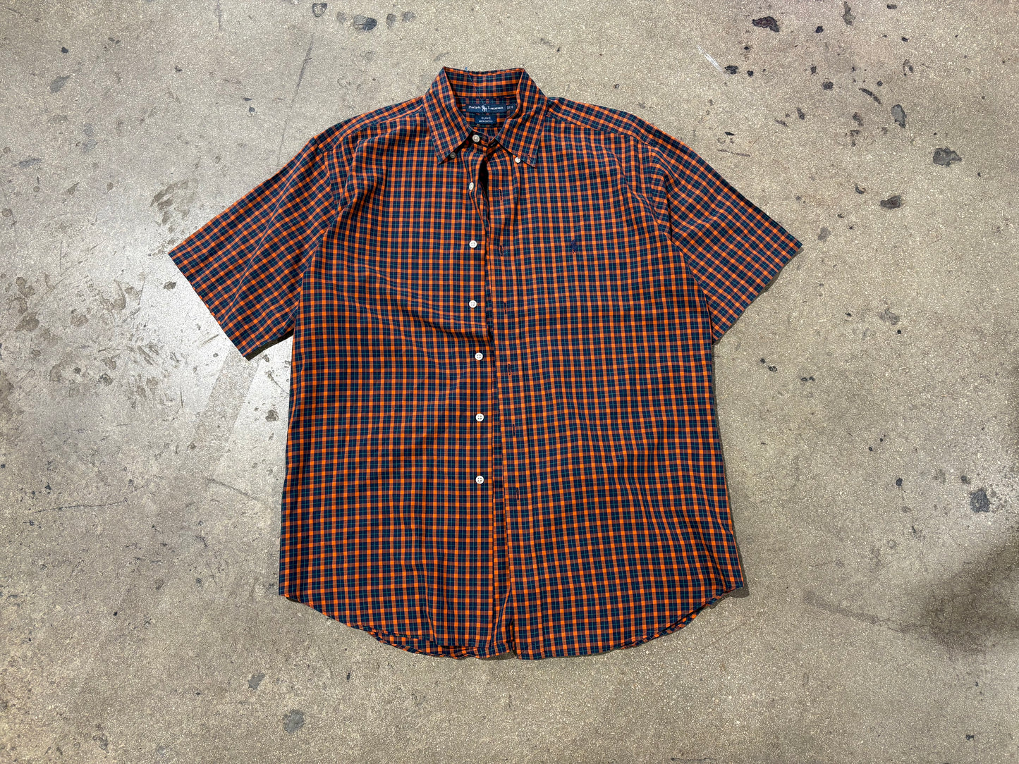 Polo Ralph Lauren Plaid Button Up Shirt - Orange / Green Size Medium