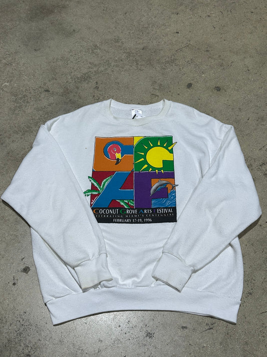 1996 Coconut Grove Arts Festival Crewneck - White Size XL