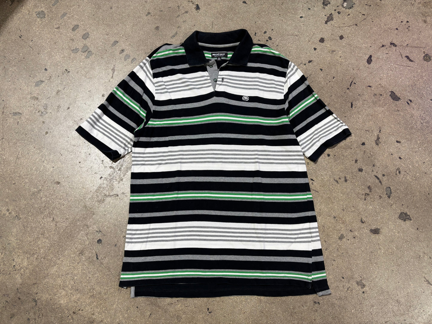 Ecko Unlimited Striped Polo Shirt - Black Green Size XL
