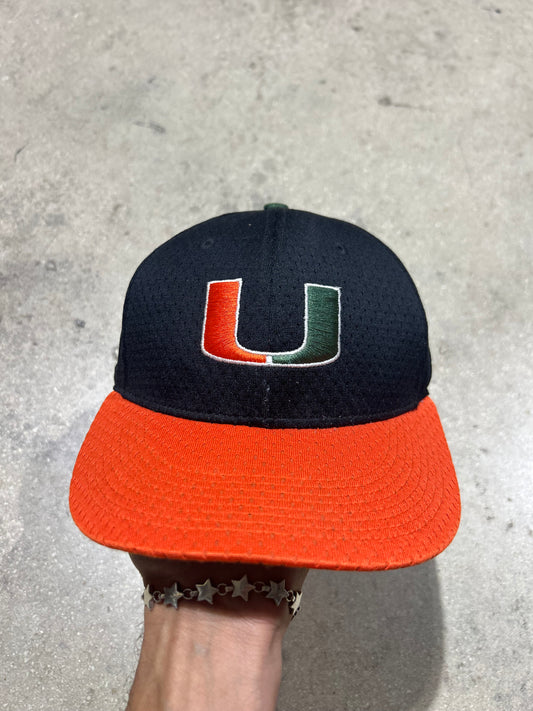 University Of Miami Baseball Hat - WBlack/Orange Size 6 7/8 (con)