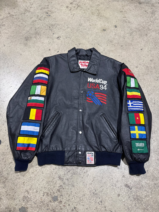 1994 World Cup USA Leather Jacket - Black Size Medium