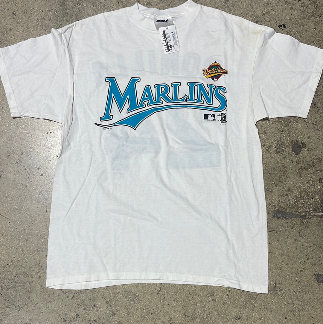 1997 Florida Marlins World Series Bonilla Jersey  Tee - White Size Large