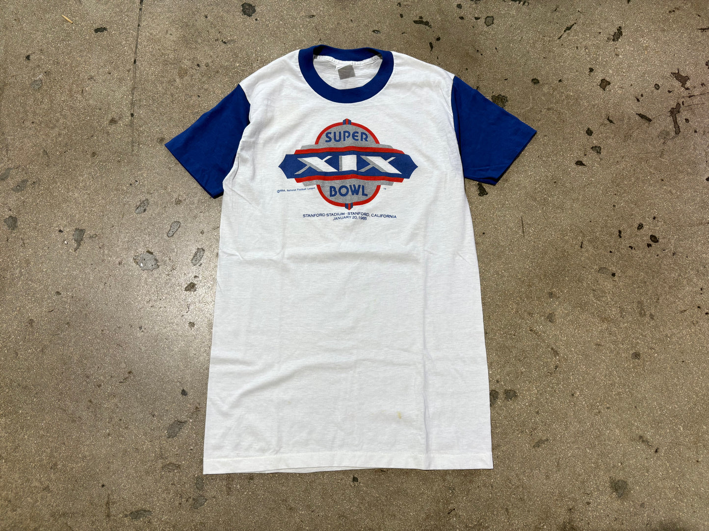 1985 Super Bowl XIX Ringer Tee - White Size Large