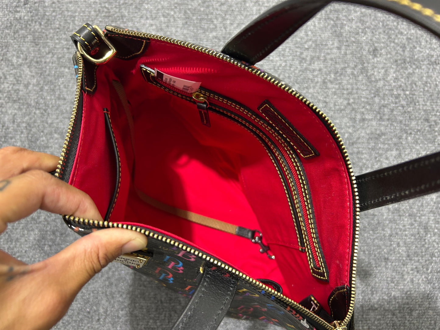 Dooney & Bourke Multicolor Monogram Dome Bag - Black