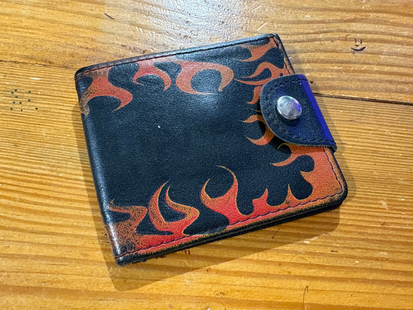 Leather Flame Wallet - Black