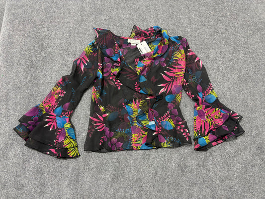XOXO Bold Rose Print Collard Top - Multi Size Small