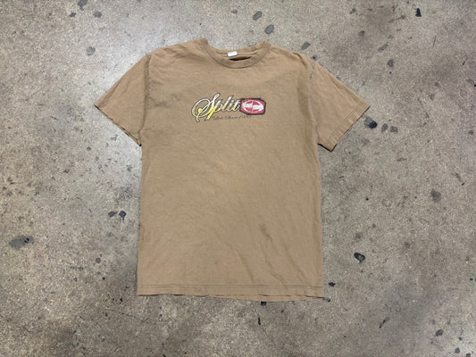 Distressed Split Skateboarding Tee - Khaki Size Medium