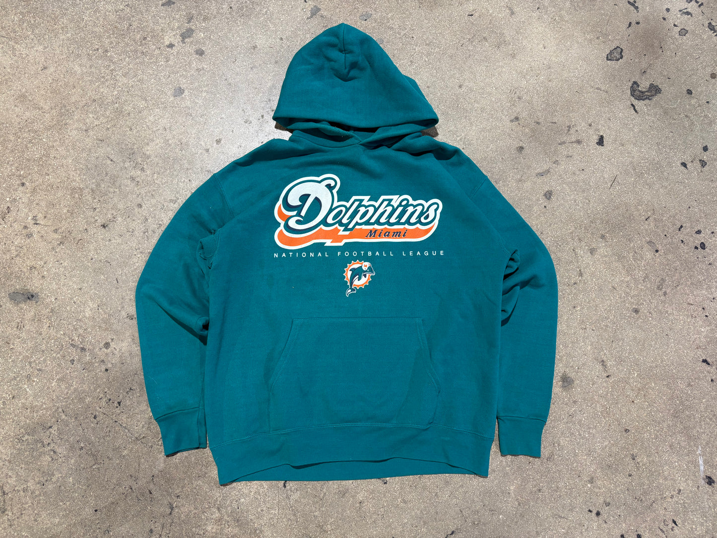 Miami Dolphins Pull Over Hoodie - Teal Size Large