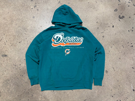 Miami Dolphins Pull Over Hoodie - Teal Size Large