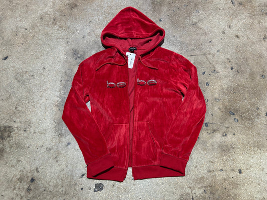BEBE Velour Jacket - Red  Size Medium
