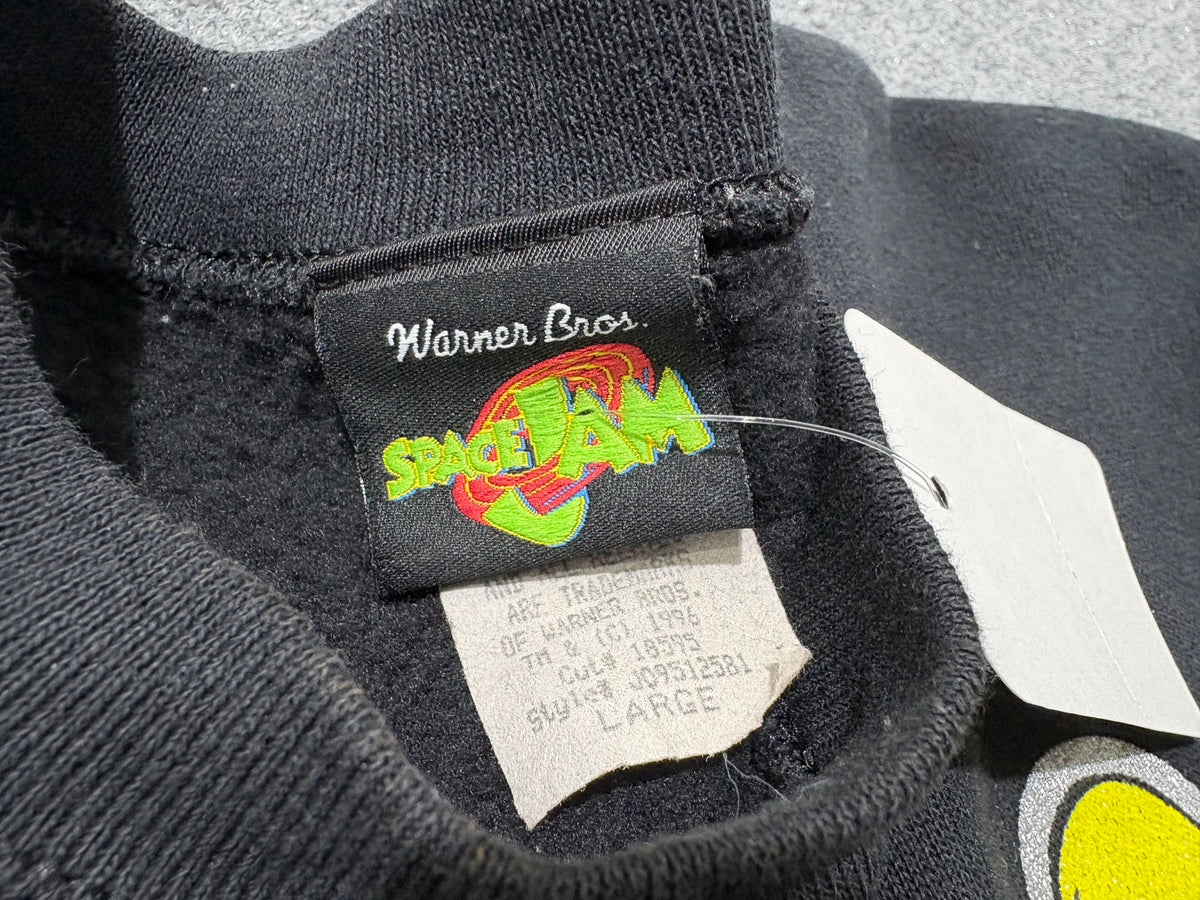 1996 Space Jam Atomic Hoops Crewneck Sweatshirt - Black Size Large