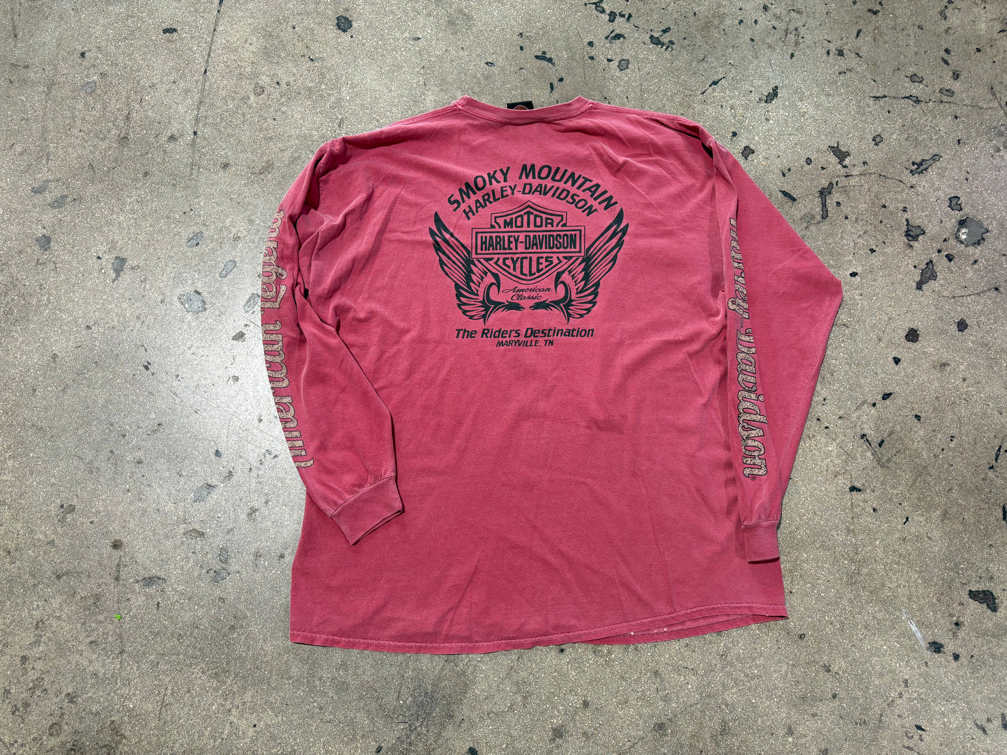 Harley Davidson Genuine Long Sleeve Tee - Faded Red Size XXL