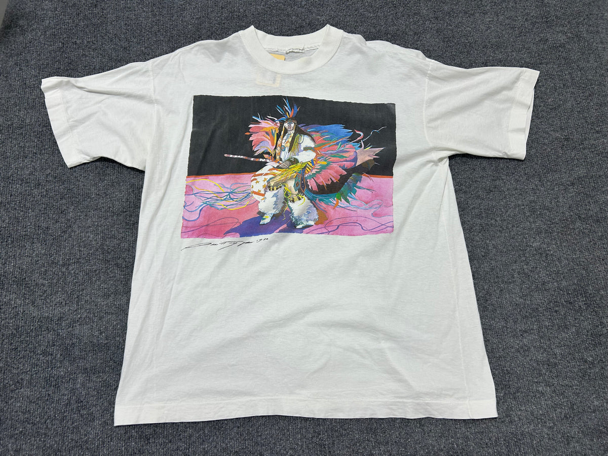 1990 Indian/Samurai Art Tee - White size Large