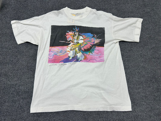 1990 Indian/Samurai Art Tee - White size Large