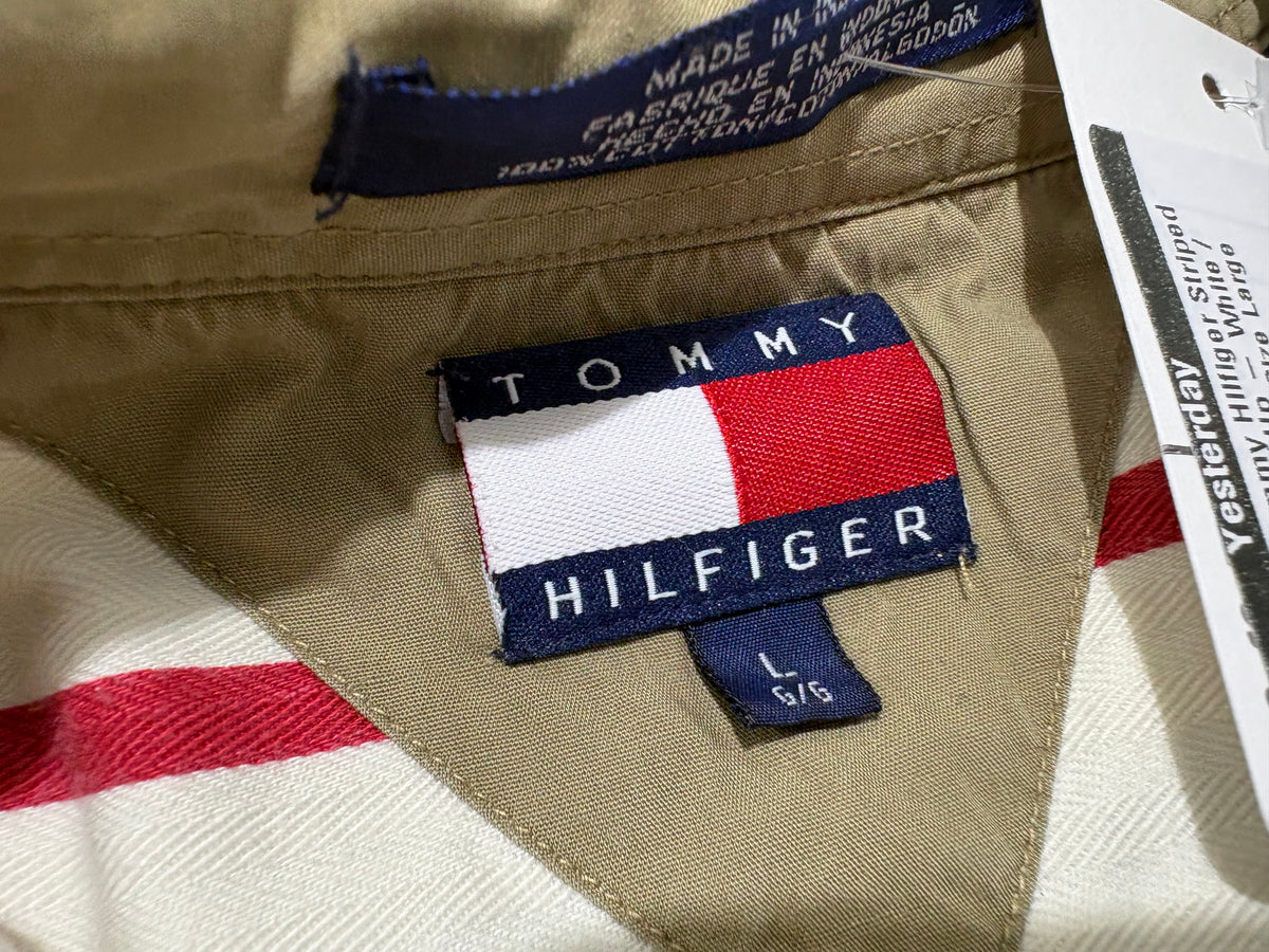 Tommy Hilfiger Striped Button Up - White / Multicolor Size Large