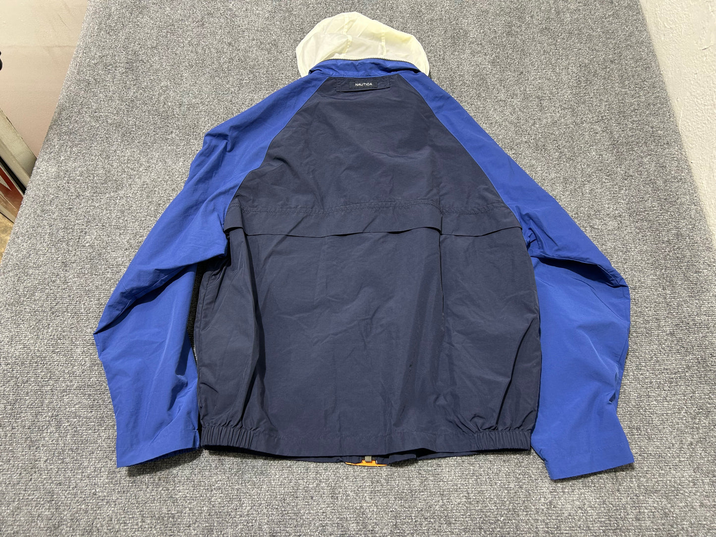 Nautica Color Blocked Windbreaker Jacket - Navy / Orange Size Large