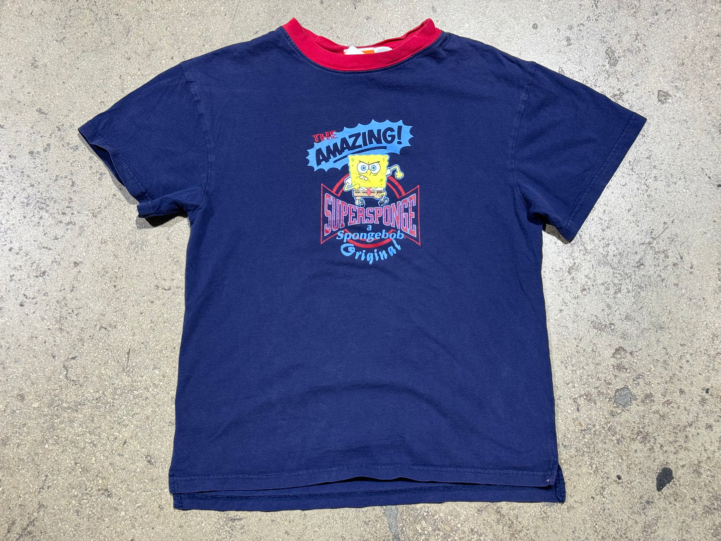 Womens Nickelodeon The Amazing Spongebob Tee - Navy/Red Size Medium