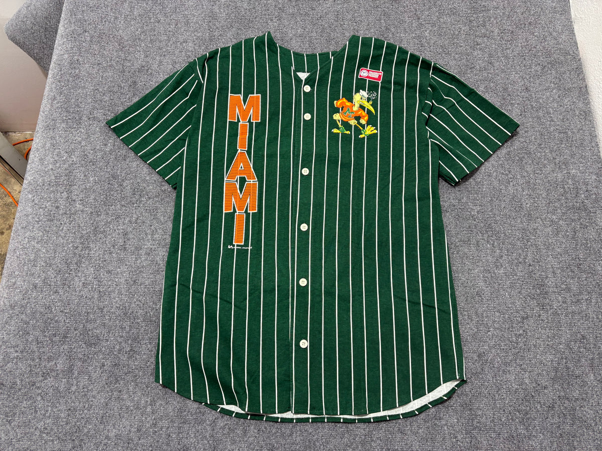 Miami Hurricanes Pinstripe Baseball Jersey - Green Size XL