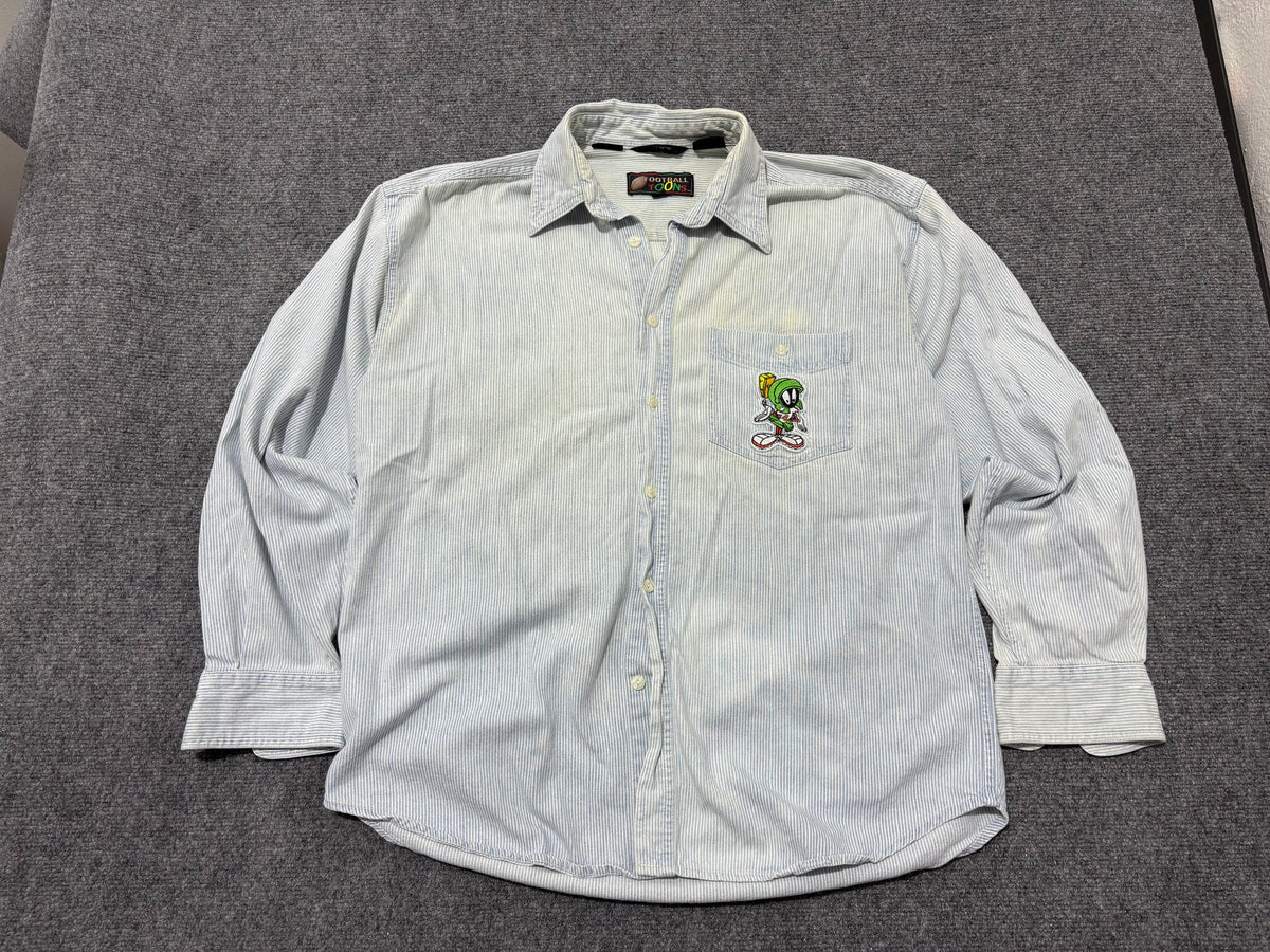 Miami Dolphins Looney Tunes Button Up Shirt - Blue Size Medium