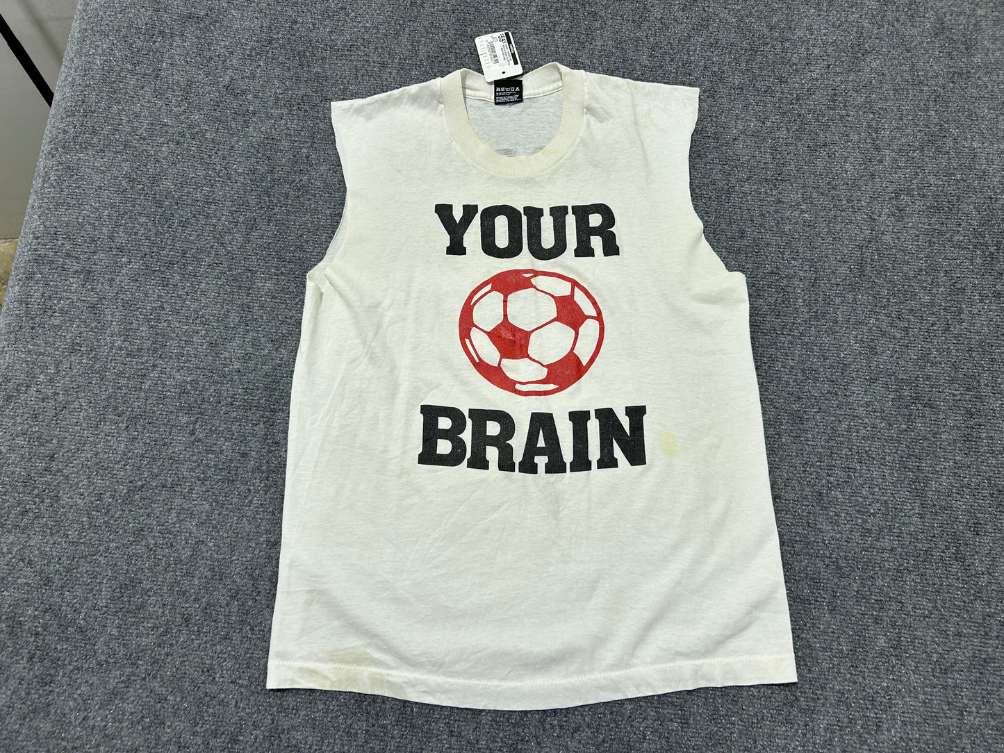 Soccer / Football Your Brain on Drugs Cut Off Tee - White Size Large