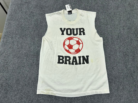 Soccer / Football Your Brain on Drugs Cut Off Tee - White Size Large