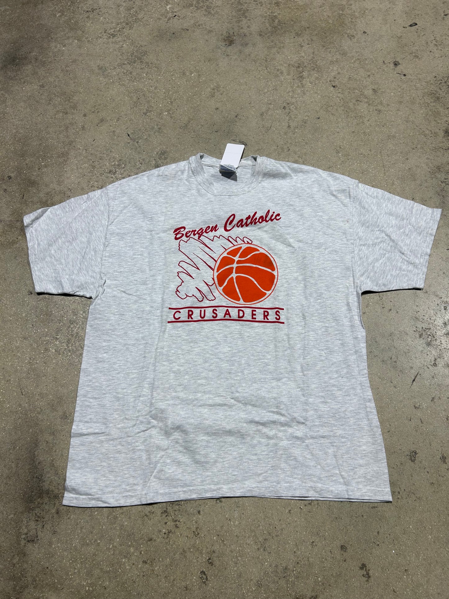 Bergan Catholic Crusaders BasketBall Tee - Grey Size XL