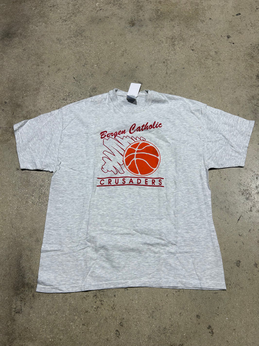 Bergan Catholic Crusaders BasketBall Tee - Grey Size XL