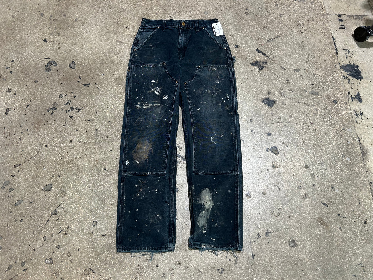 Paint Splattered Carhartt Double Knee Pants - Black Size 32x34