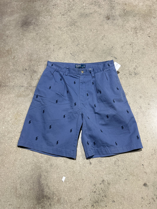 Polo Ralph Lauren Embroidered Pony Shorts - Blue Size 33