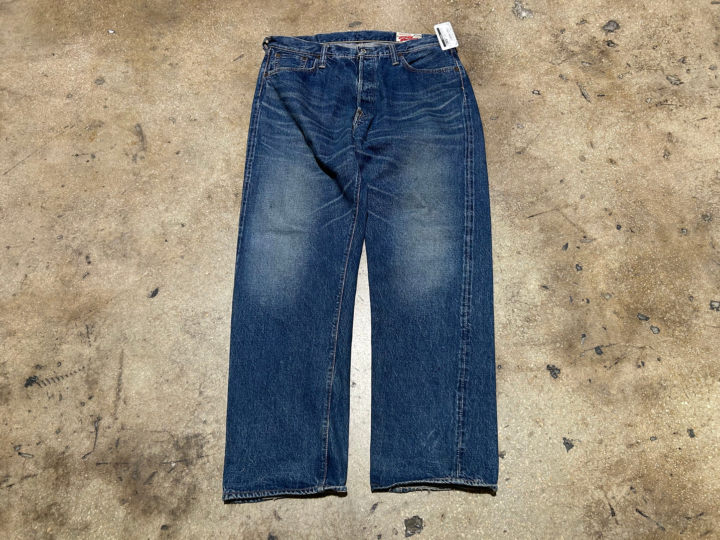 Evisu Big Print Denim Jeans - Navy/Cream Size 38