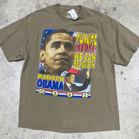 2008 Barack Obama Change We Can Believe In Tee - Khaki Size XXL