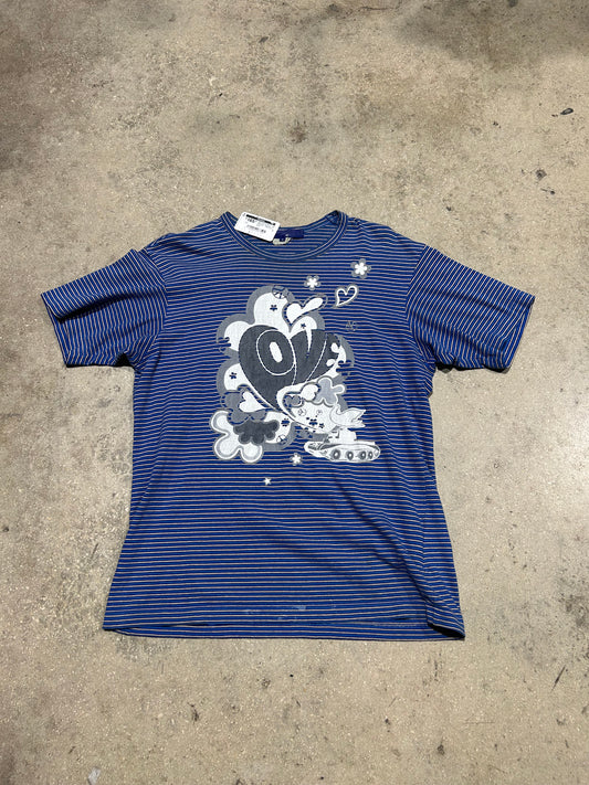 2002 CDG Junyan Watanabe Peace & Love Tee - Blue Size Small