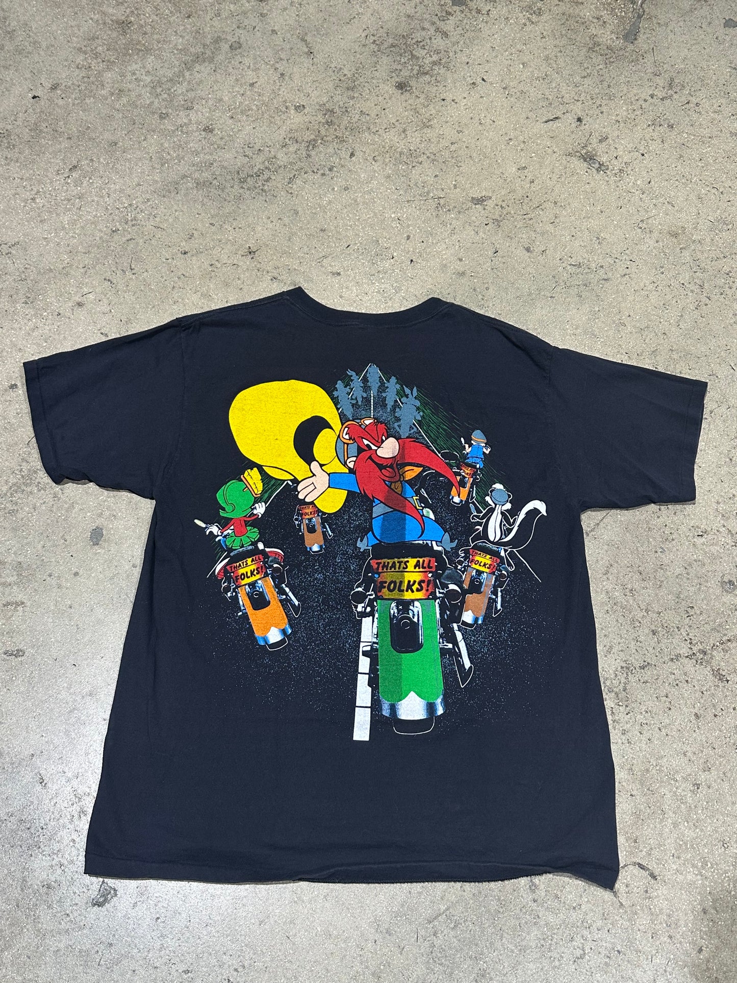 1993 Looney Tunes Motorcycle Gang Tee - Black Size XL