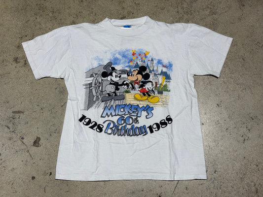 1988 Disney Mickey's 60th Birthday Tee - White Size Medium