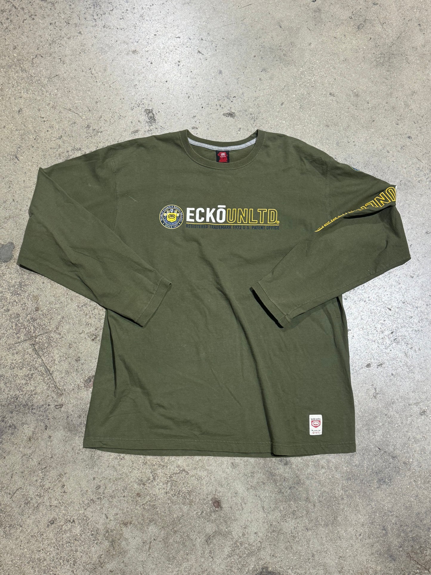 Ecko College Logo Longsleeve Tee - Olive Size XXL