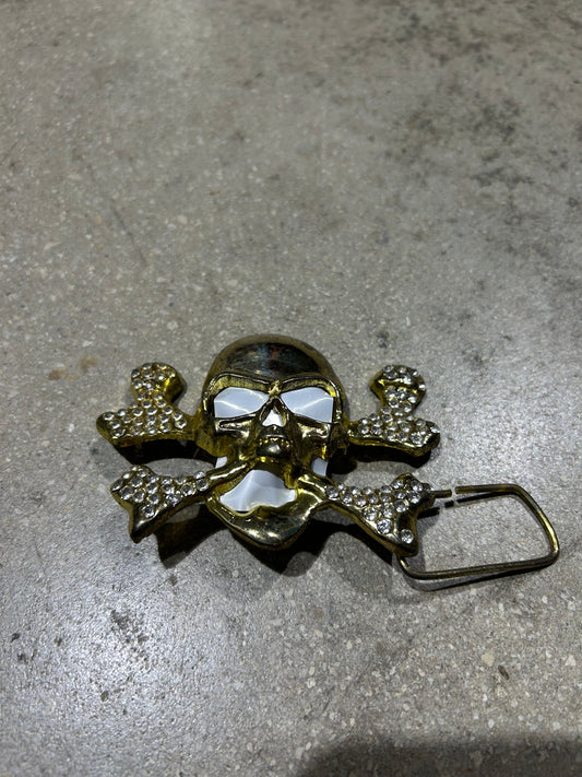 Skull Cross Bones Rhinestone - Gold