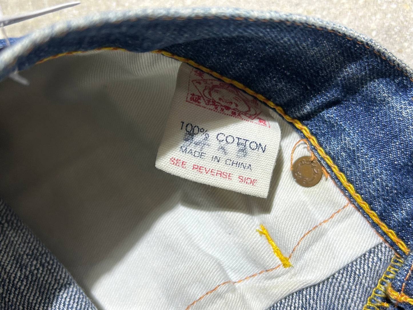 Evisu Selvedge Denim Back Hit Jeans - Navy/Yellow Size 33
