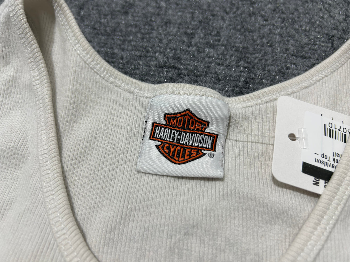 WMNS Harley Davidson Rhinestone Tank Top - White Size Small