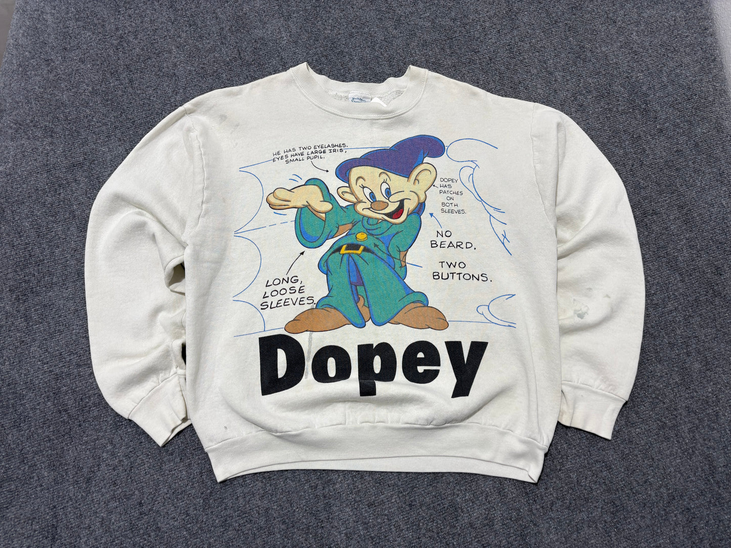 The Seven Dwarfs Dopey Crewneck Sweatshirt - White Size Large