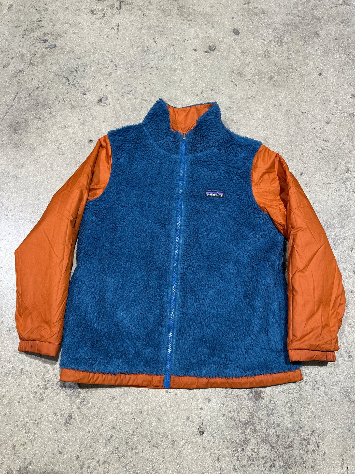 Patagonia Reversible Fleece Jacket - Rust/Blue Size Youth Medium