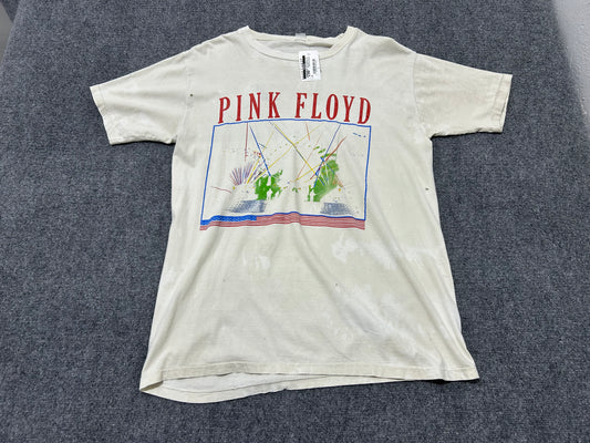 1987 Thrashed Pink Floyd Band Tour Tee - White Size XL(con)