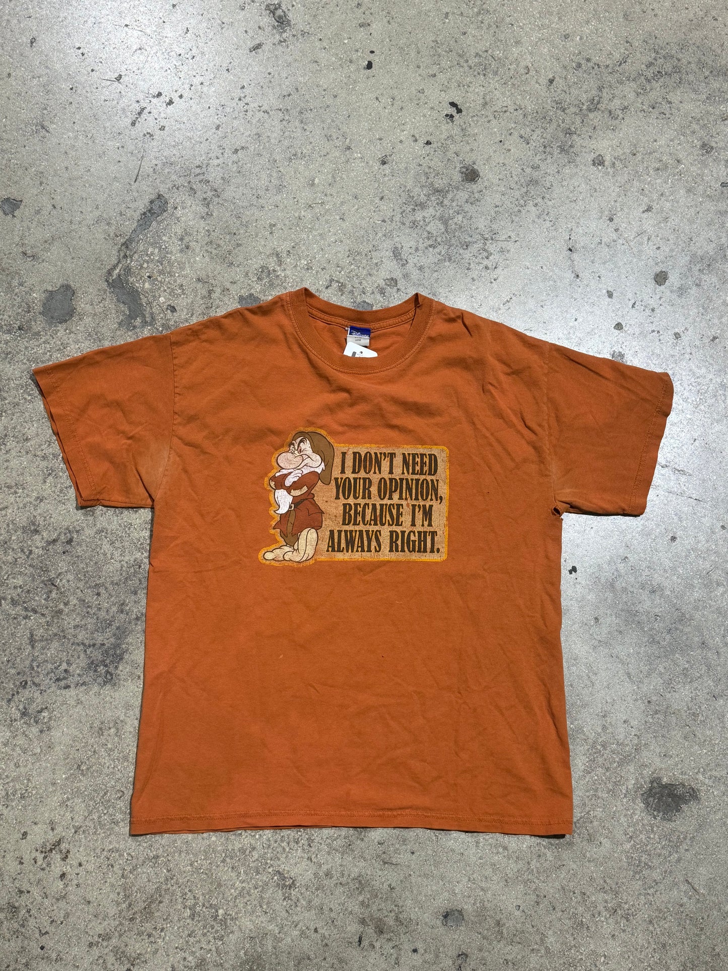 Disney Grumpy Opinion Tee - Orange Size Large